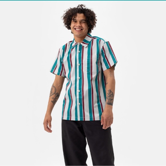 🔥Special Edition UNISEX Dickies SkateBoard Jamie Foy Havana Stripe Button Shirt - Picture 2 of 16